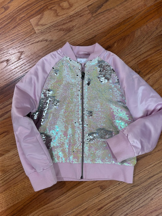 The Children's Place Other - The Children’s Place Girls' Pink Sequin Bomber Jacket sz 7-8